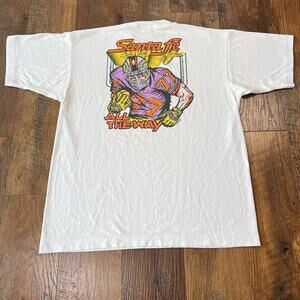 Vintage Santa Fe Casino Las Vegas Solid All The Way TEE Tshirt White Football L